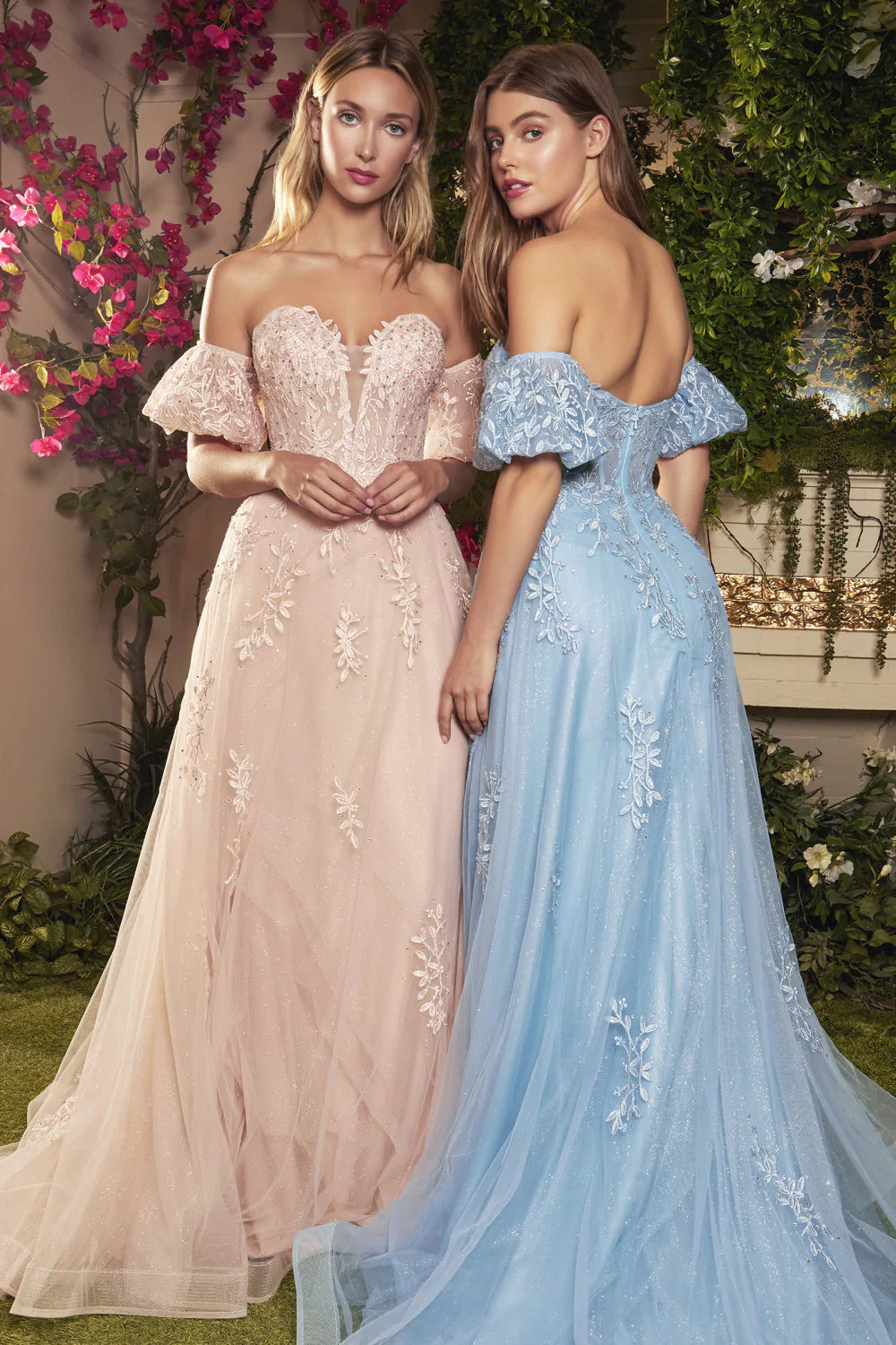 Ruffled Off-shoulder Sweetheart Blue Tulle Prom Dress - Xdressy